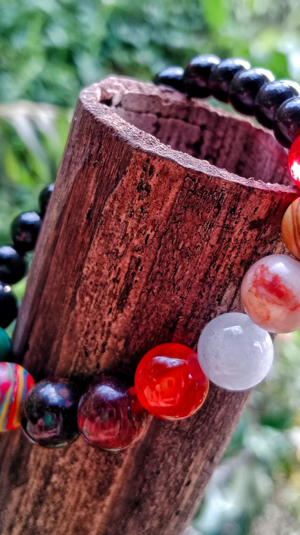 Manilla de los planetas con cuarzo Onix