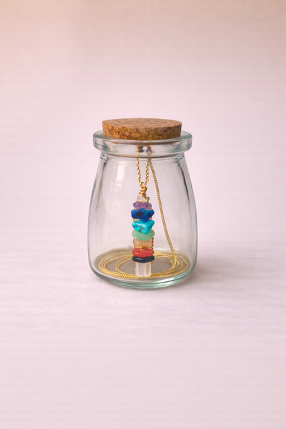 Collar de cuarzo Selenita con los 7 chackras