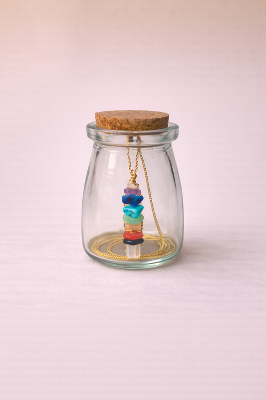 Collar de cuarzo Selenita con los 7 chackras