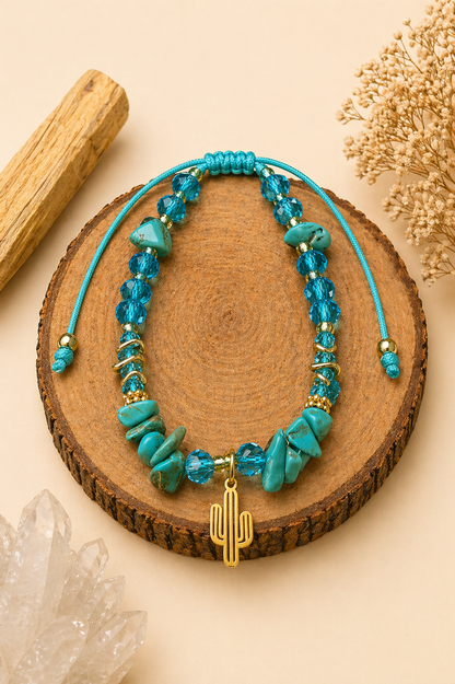 Pulsera de cuarzo turquesa con murano