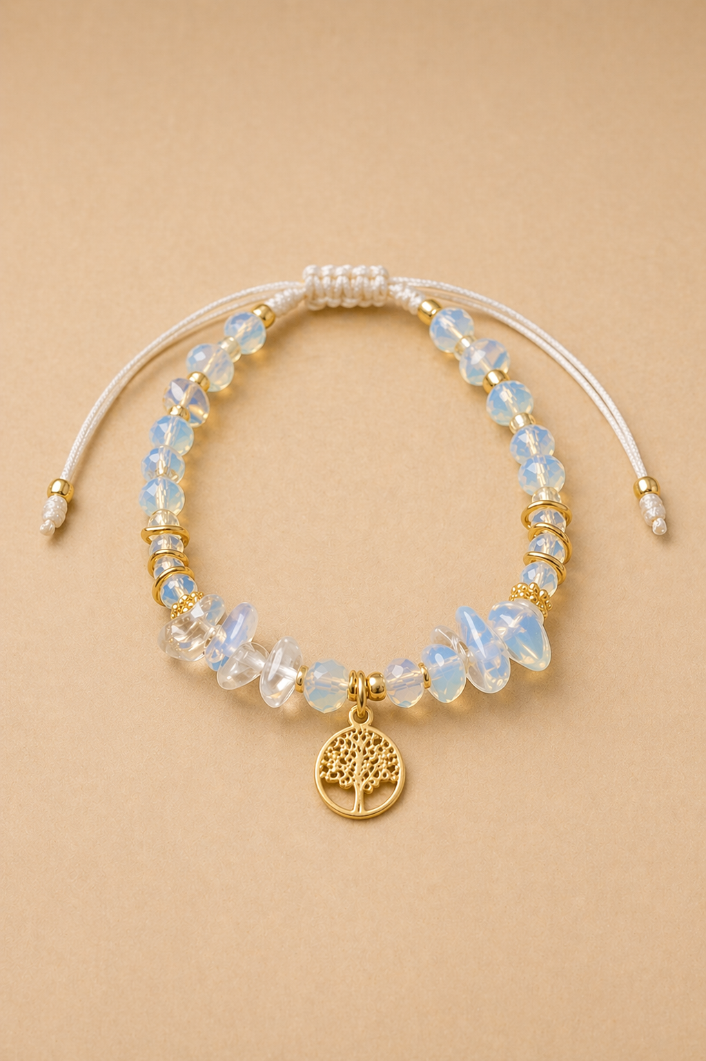 Pulsera de cuarzo coral con murano