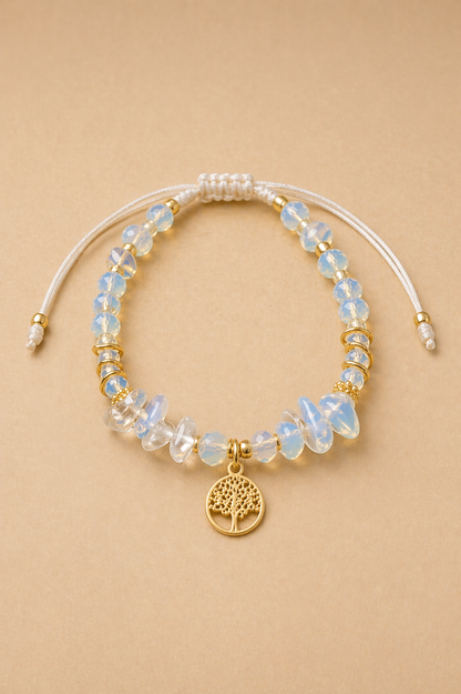 Pulsera de cuarzo coral con murano
