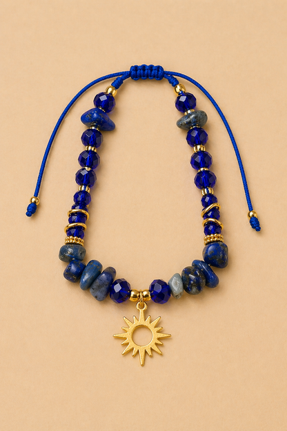 Pulsera de cuarzo Lapislazuli con murano
