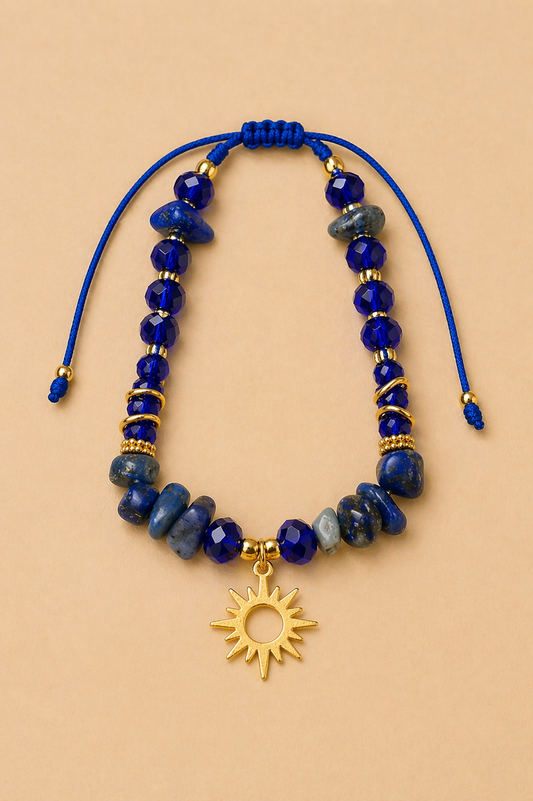 Pulsera de cuarzo Lapislazuli con murano