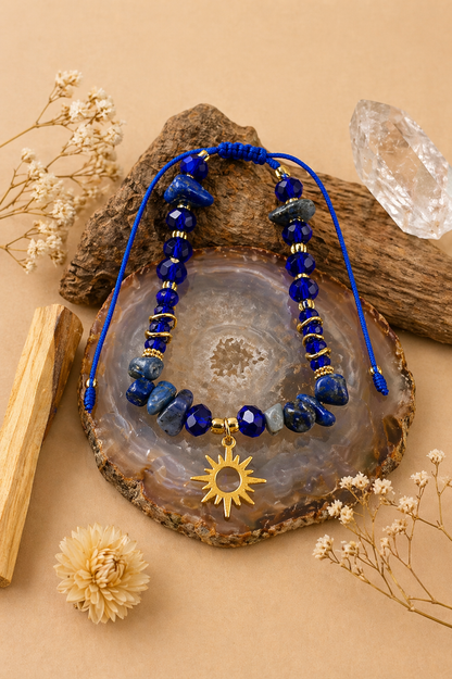 Pulsera de cuarzo Lapislazuli con murano