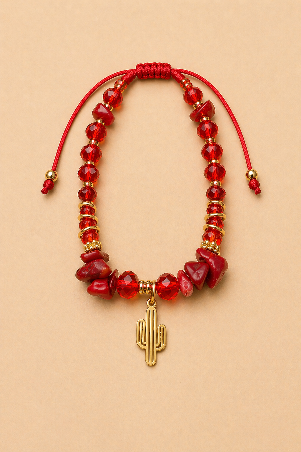 Pulsera de cuarzo coral con murano