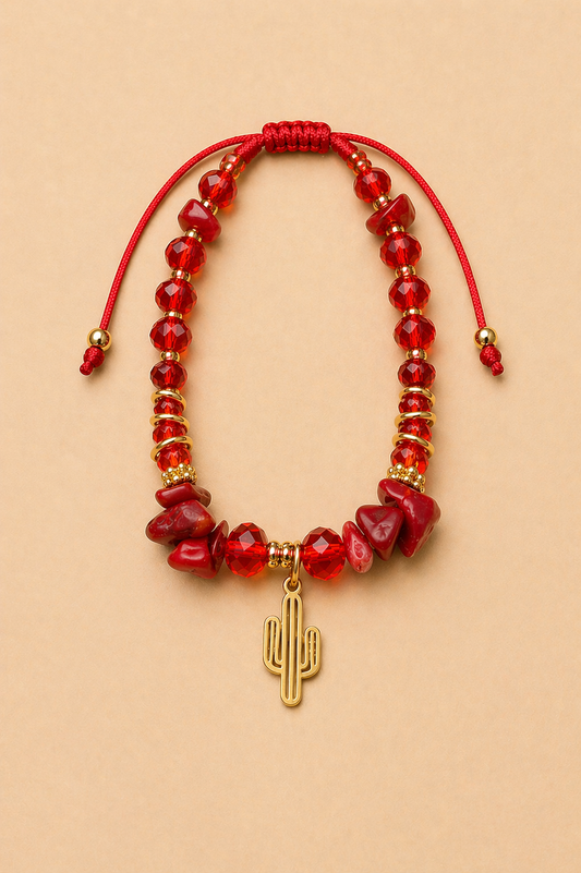 Pulsera de cuarzo coral con murano