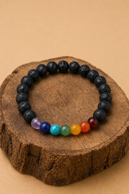 Pulsera 7 chakras piedra volcánica