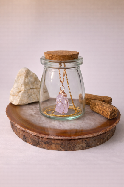 Collar de cuarzo Rosa
