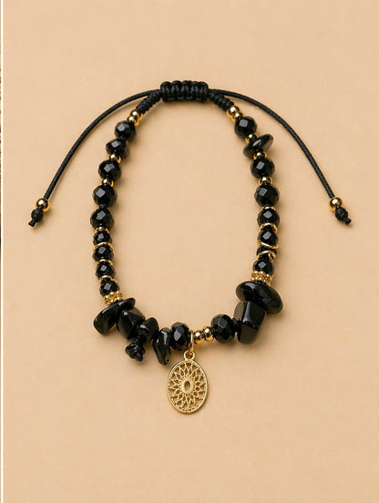 Pulsera de cuarzo ónix con murano