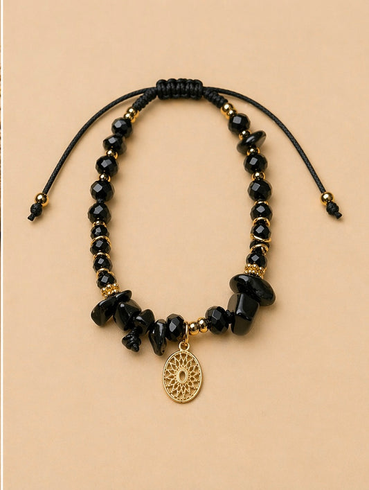 Pulsera de cuarzo ónix con murano