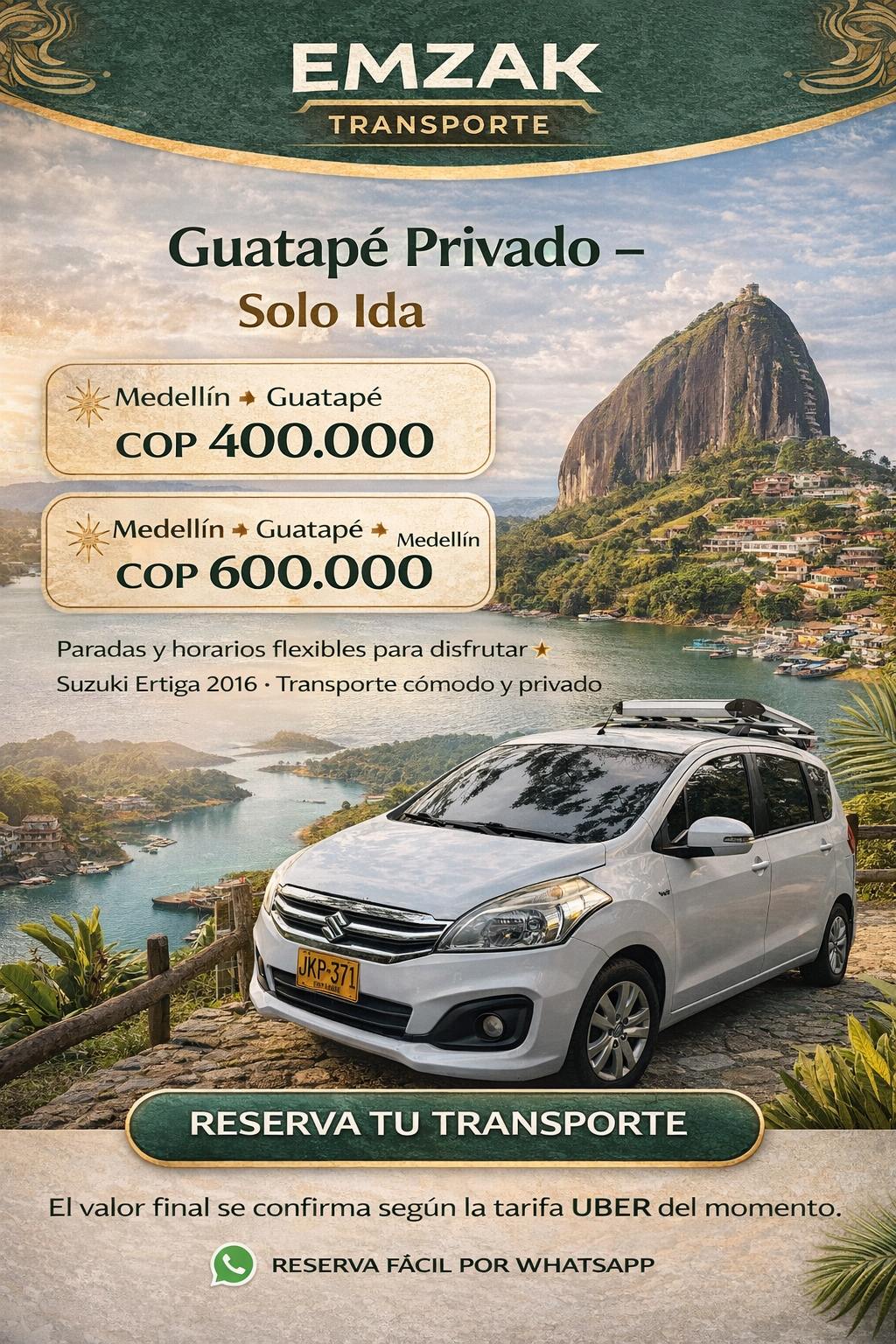 Transporte Privado a Guatapé