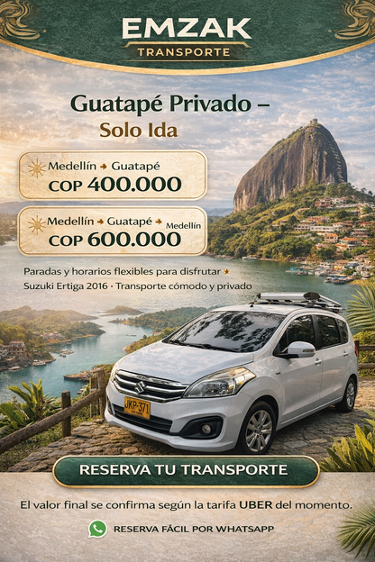 Transporte Privado a Guatapé