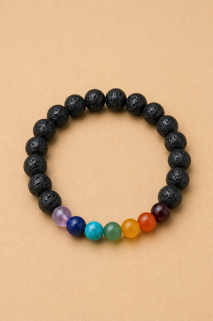 Pulsera 7 chakras piedra volcánica