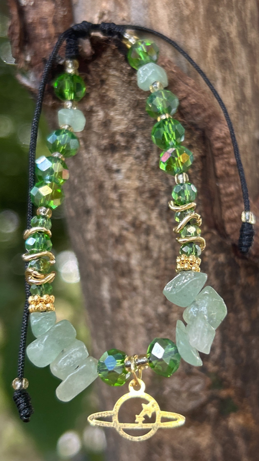 Pulsera de cuarzo jade con murano