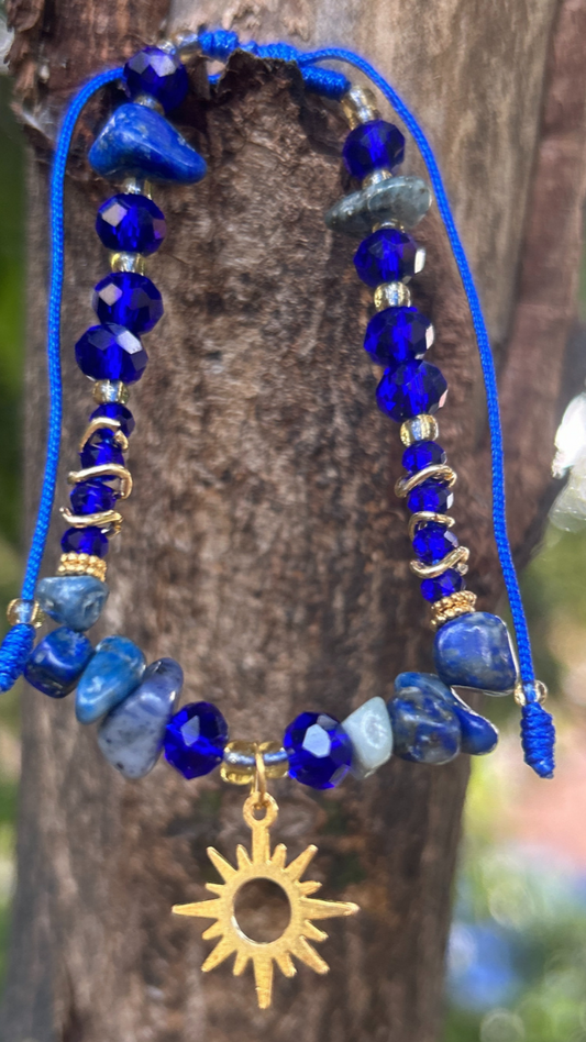 Pulsera de cuarzo Lapislazuli con murano