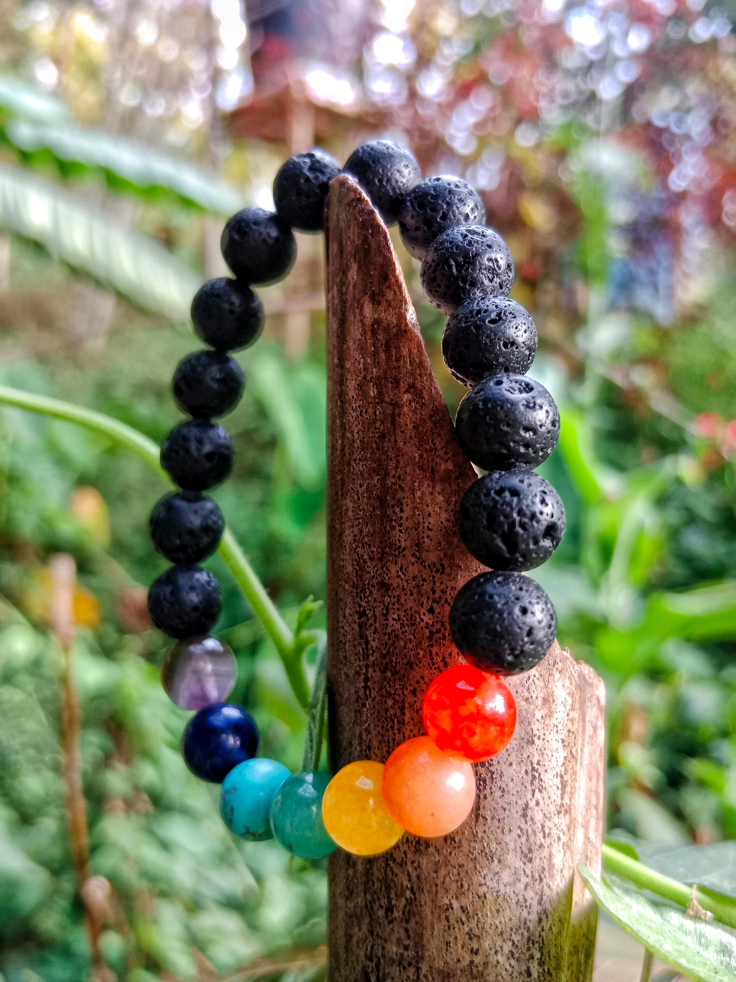 Pulsera 7 chakras piedra volcánica